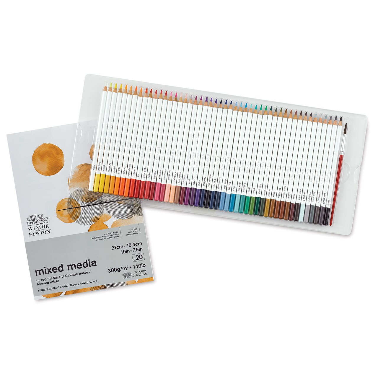 Winsor & Newton Studio Collection Watercolor Pencils - Set of 48, with Paper Pad and Brush